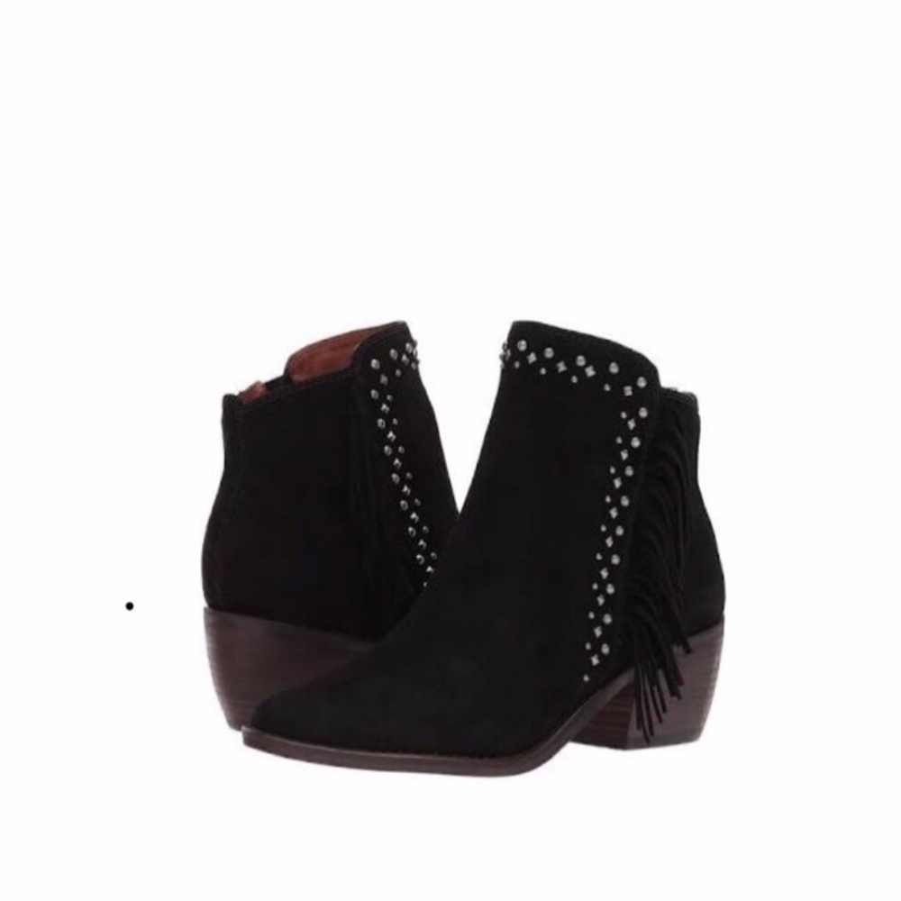 Lucky Brand Kaarina Black Suede Ankle Boots sz 7.5